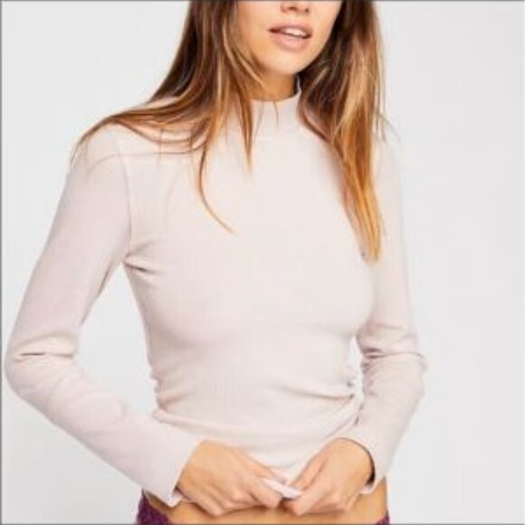 NEW Intimately Free People The Rickie Mock Neck Ribbed Top Size XS Pink Rose - Picture 11 of 11